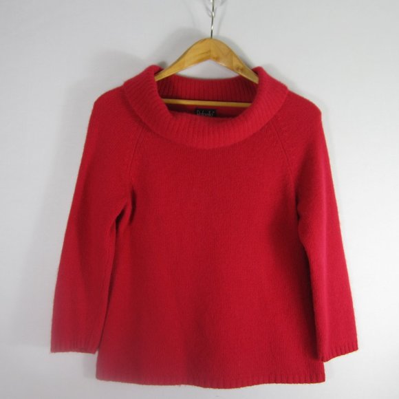 Vtg Rafaella Womens Medium Pink 3/4 Sleeve Angora Lambswool Cowl Neck Sweater M - Picture 1 of 7